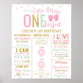 Little Miss Onederful Pink Meilenstein Geburtsstun Poster (Vorne)