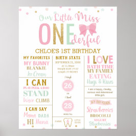 Little Miss Onederful Pink Meilenstein Geburtsstun Poster