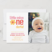 Little Miss Onederful Retro Groovy Erster Geburtst Einladung (Vorderseite)