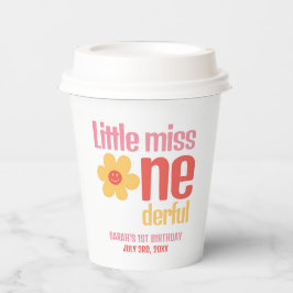 Little Miss Onederful Retro Groovy Erster Geburtst Pappbecher