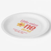 Little Miss Onederful Retro Groovy Erster Geburtst Pappteller (Schrägansicht)