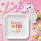 Little Miss Onederful Retro Groovy Erster Geburtst Pappteller (Party)