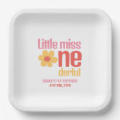 Little Miss Onederful Retro Groovy Erster Geburtst Pappteller (Vorderseite)