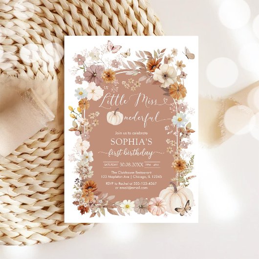 Little Miss ONEderful Wildflower 1st Birthday Einladung