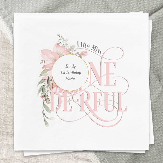 Little Miss Onederland Wildblume 1. Geburtstag Serviette