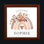 Little Miss Personalisiert Rainbow Erinnerungskiste<br><div class="desc">Kleine verpassen Boho Regenbogen Geschenkboxen personalisiert mit dem Namen Ihres Kindes. Aquarellpfirsich Terrakotta und braun.</div>
