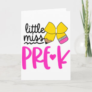 Little Miss Pre K Bleistiftbogen für Mädchen erste Karte