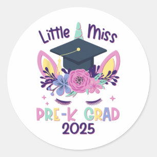 Little Miss Pre-k Grad Preschool Prek Abschluss 2 Runder Aufkleber