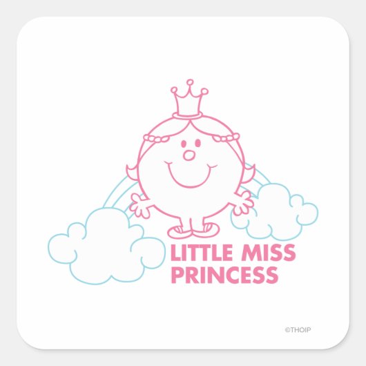 Little Miss Princess | Kopf in die Wolken Quadratischer Aufkleber (Vorderseite)