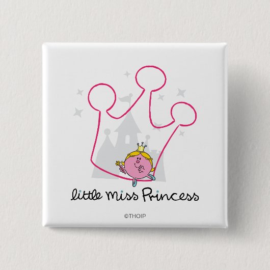 Little Miss Princess | Riesenrosa Krone Button (Vorderseite)