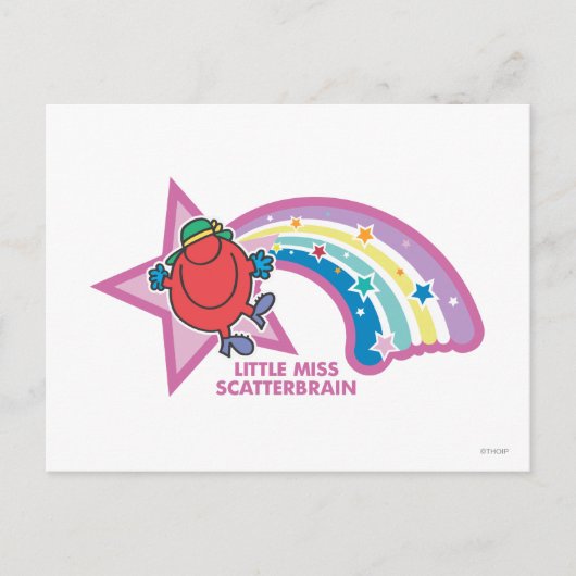 Little Miss Scatterbrain | Regenbogen und Stars Postkarte (Vorderseite)