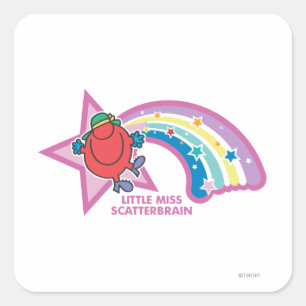 Little Miss Scatterbrain   Regenbogen und Stars Quadratischer Aufkleber