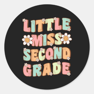 Little Miss Second Grade Niedlich Groovy Erster Ta Runder Aufkleber