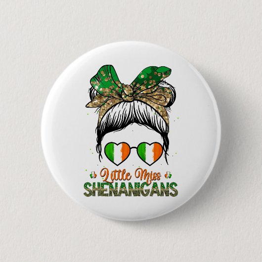 Little Miss Shenanigans St. Patricks Day Mädchen K Button (Vorderseite)