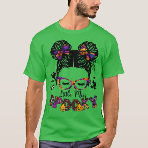 Little Miss Spooky Halloween Messy Bun Girls Kinde T-Shirt
