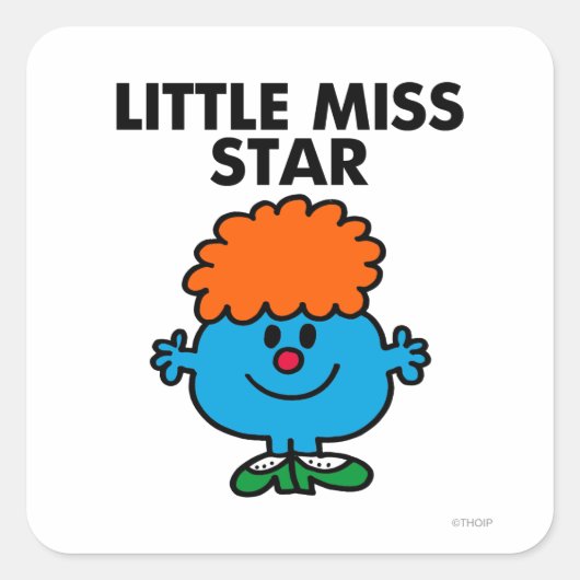 Little Miss Star | Schwarze Schrift Quadratischer Aufkleber (Vorderseite)