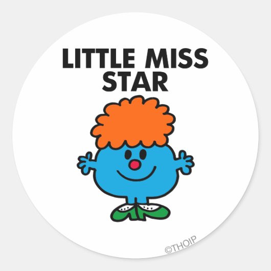 Little Miss Star | Schwarze Schrift Runder Aufkleber (Vorderseite)