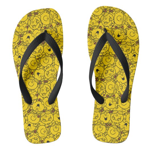 Little Miss Sunshine | Fun Yellow Smile Pattern Badesandalen (Fußbett)