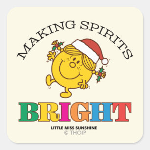 Little Miss Sunshine Making Spirits Bright Quadratischer Aufkleber