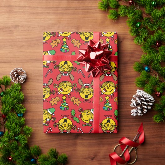 Little Miss Sunshine Red Christmas Pattern Geschenkpapier (Feiertagsgeschenk)