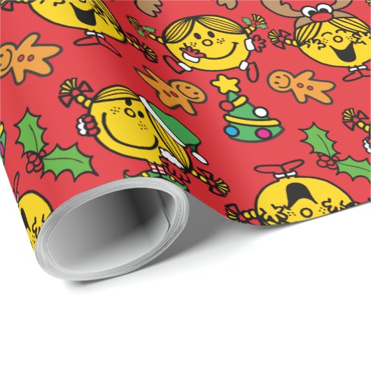 Little Miss Sunshine Red Christmas Pattern Geschenkpapier (Rolleneckpunkt)