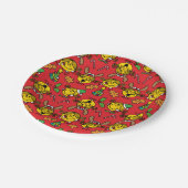 Little Miss Sunshine Red Christmas Pattern Pappteller (Schrägansicht)