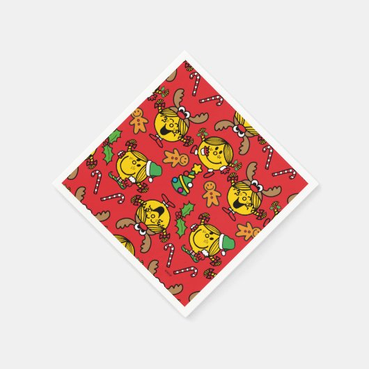 Little Miss Sunshine Red Christmas Pattern Serviette (Ecke)
