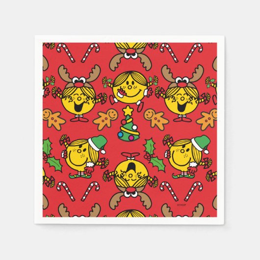 Little Miss Sunshine rotes Weihnachtsmuster Serviette (Vorderseite)