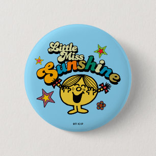 Little Miss Sunshine   Stars und Blume Button
