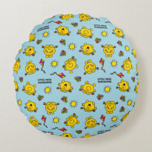 Little Miss Sunshine Teal Polka Dot Muster Rundes Kissen