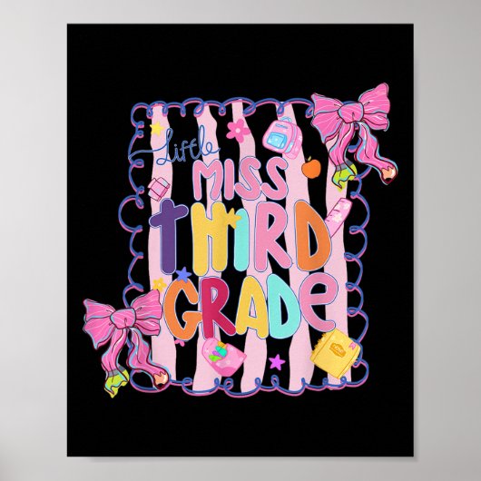 Little Miss Third Grade First Day Of 3rd Grade Coq Poster (Vorne)