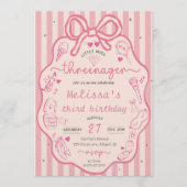 Little Miss Threenager Coquette Bow Einladung (Vorderseite)