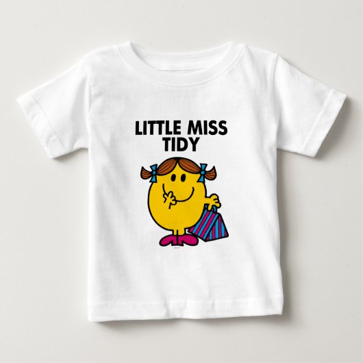 Little Miss Tidy | Schwarze Schrift Baby T-shirt (Vorderseite)