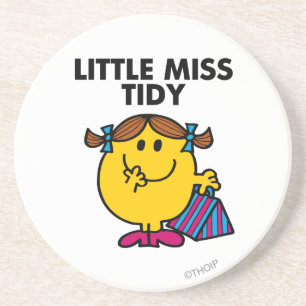 Little Miss Tidy   Schwarze Schrift Getränkeuntersetzer