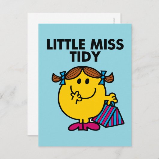 Little Miss Tidy | Schwarze Schrift Postkarte (Vorne/Hinten)