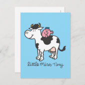 Little Miss Tiny | Reiten von Kuh Postkarte (Vorne/Hinten)