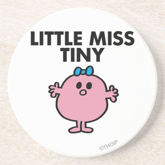 Little Miss Tiny | Schwarze Schrift Sandstein Untersetzer (Vorne)