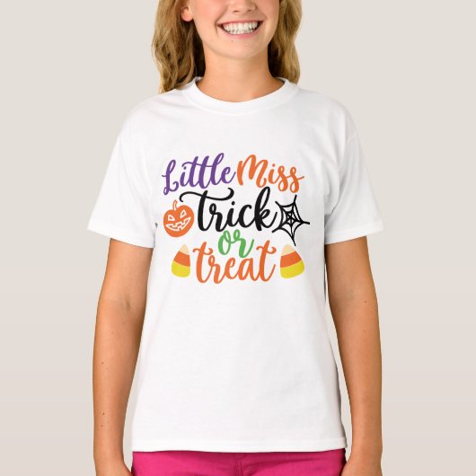 Little Miss Trick oder Treat Fun Halloween T-Shirt (Vorderseite)