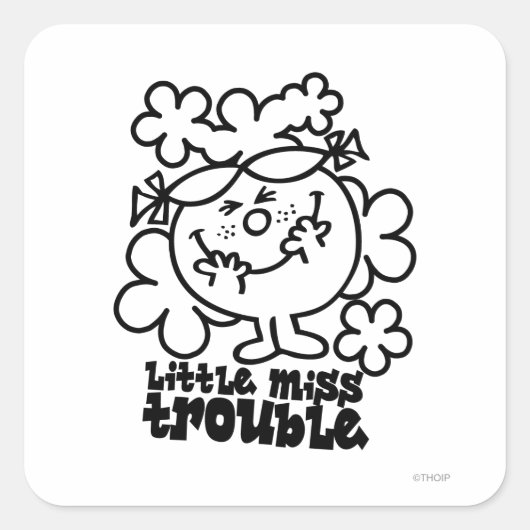 Little Miss Trouble | Schwarz/Weiß Quadratischer Aufkleber (Vorderseite)