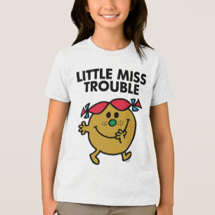 Little Miss Trouble Schwarze Schrift Tri-Blend Shirt