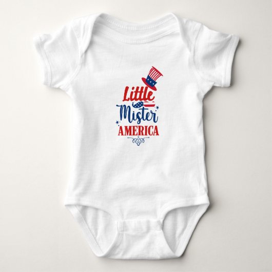 Little Mister America Red White Blue 4. Juli Junge Baby Strampler (Vorderseite)