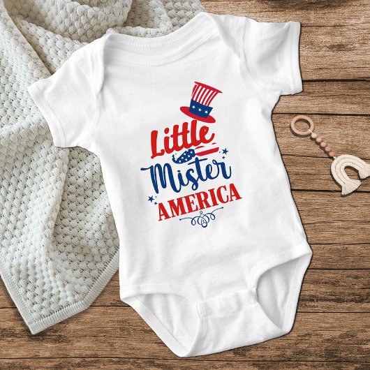 Little Mister America Red White Blue 4. Juli Junge Baby Strampler
