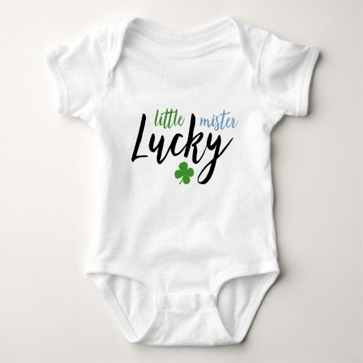 Little Mister Lucky // Niedlicher St. Patrick's Da Baby Strampler (Vorderseite)