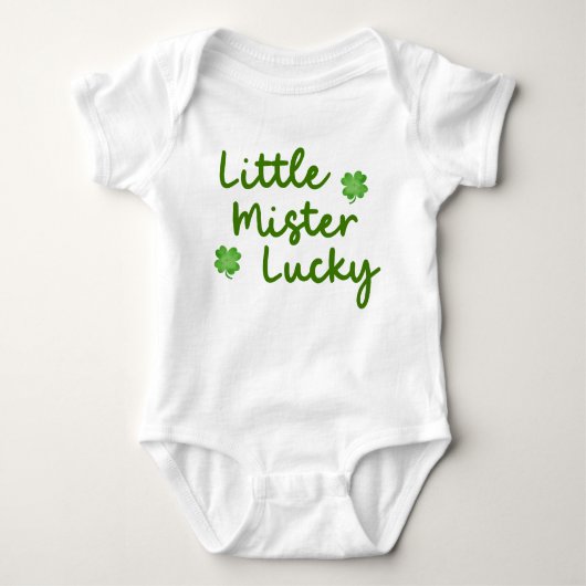 Little Mister Lucky St Patrick's Day Green Clover Baby Strampler (Vorderseite)