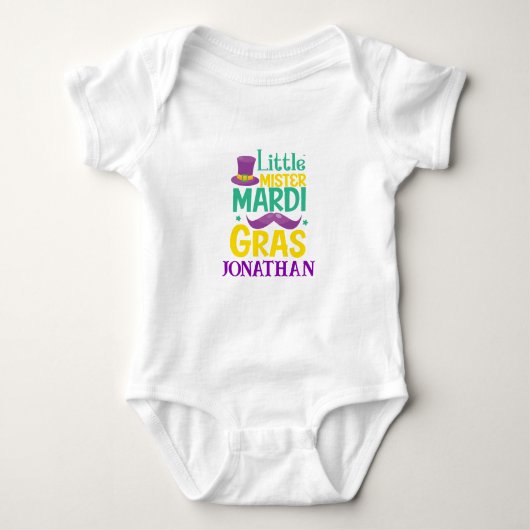 Little Mister Mardi Gras Personalisiert Baby Strampler (Vorderseite)