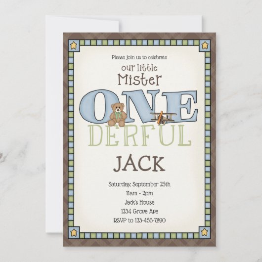 Little Mister ONEderful Birthday Einladung (Vorderseite)