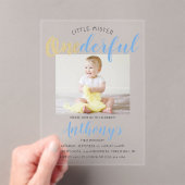 Little Mister Onederful Foto 1. Geburtstag Acryleinladungen (Insitu (Handheld))