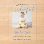 Little Mister Onederful Foto 1. Geburtstag Acryleinladungen (Vorderseite)