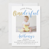 Little Mister Onederful Foto 1. Geburtstag Einladung (Vorderseite)