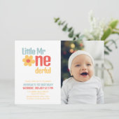 Little Mister Onederful Retro Erster Geburtstag Einladung (Stehend Vorderseite)